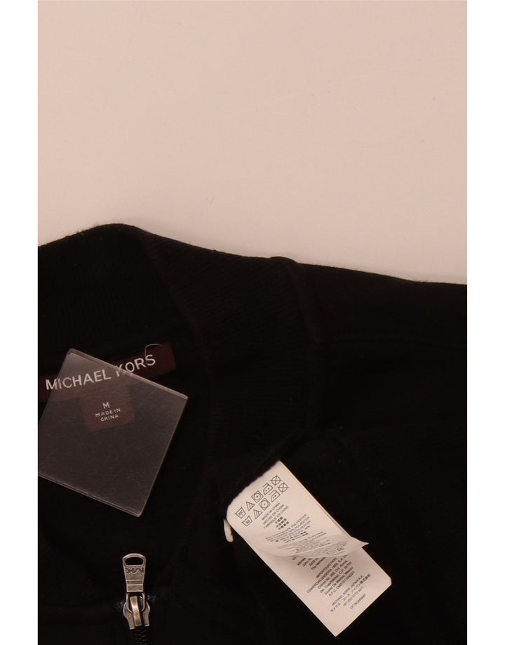 MICHAEL KORS Mens Graphic Tracksuit Top Jacket Medium Black Cotton