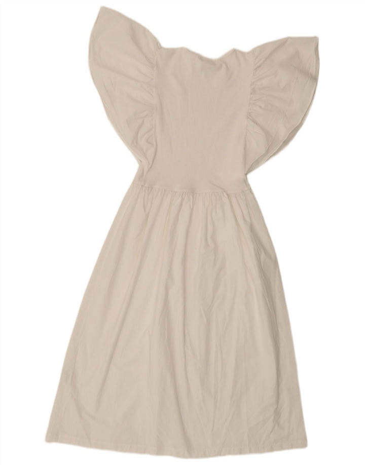 Zara Womens Batwing A-Line Dress UK 8 Small Off White Polyester