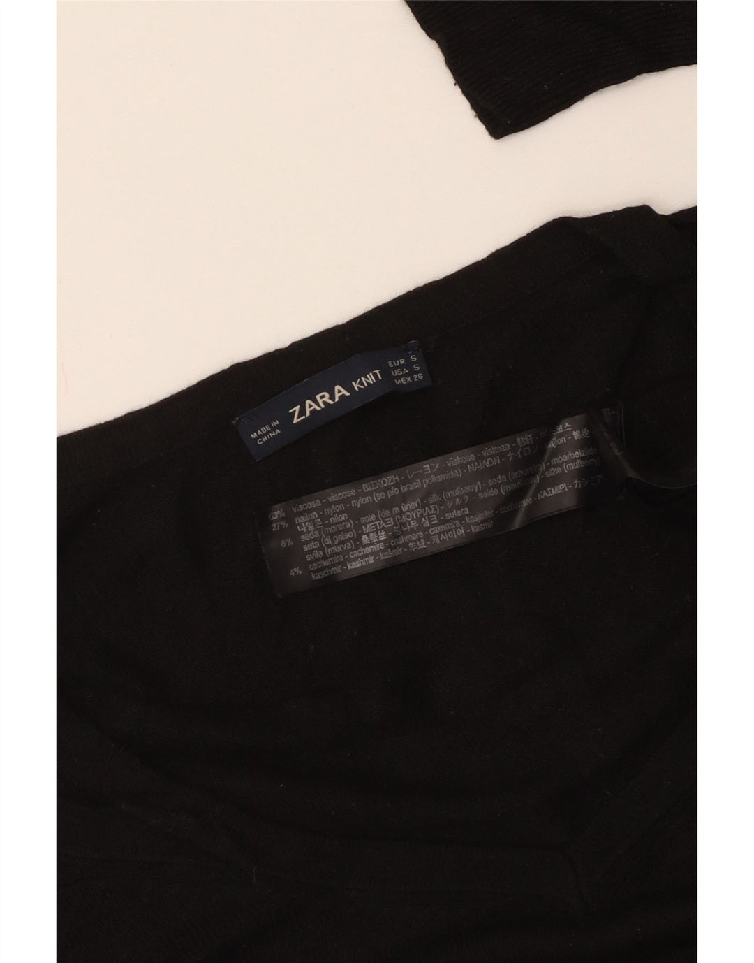 ZARA Womens Oversized V-Neck Jumper Sweater UK 10 Small Black Viscose