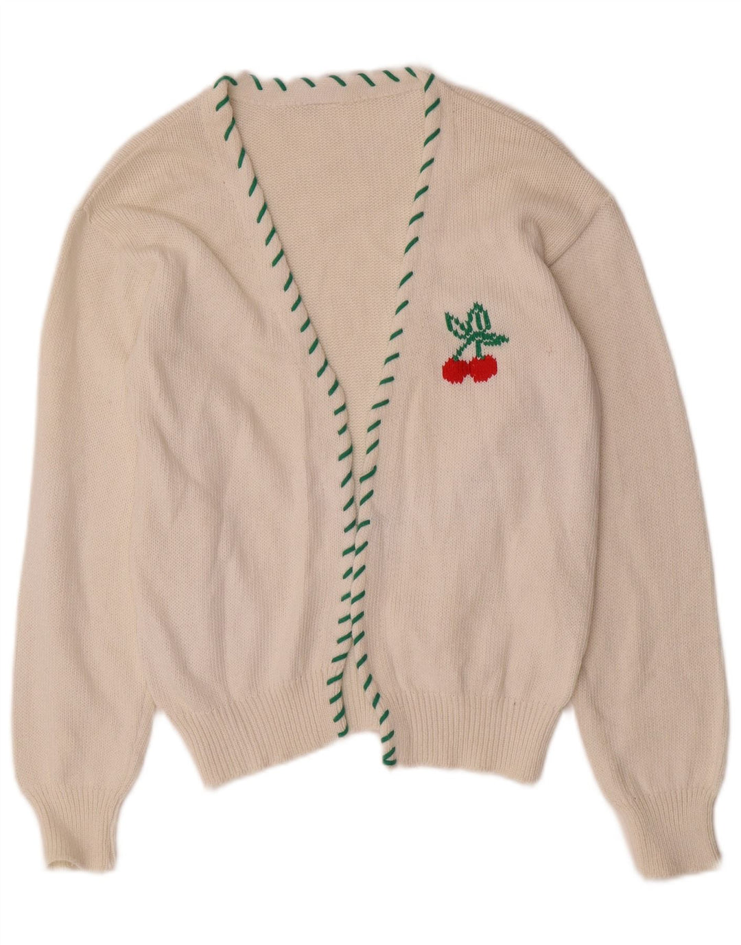 VINTAGE Womens Open Cardigan Sweater UK 14 Medium White