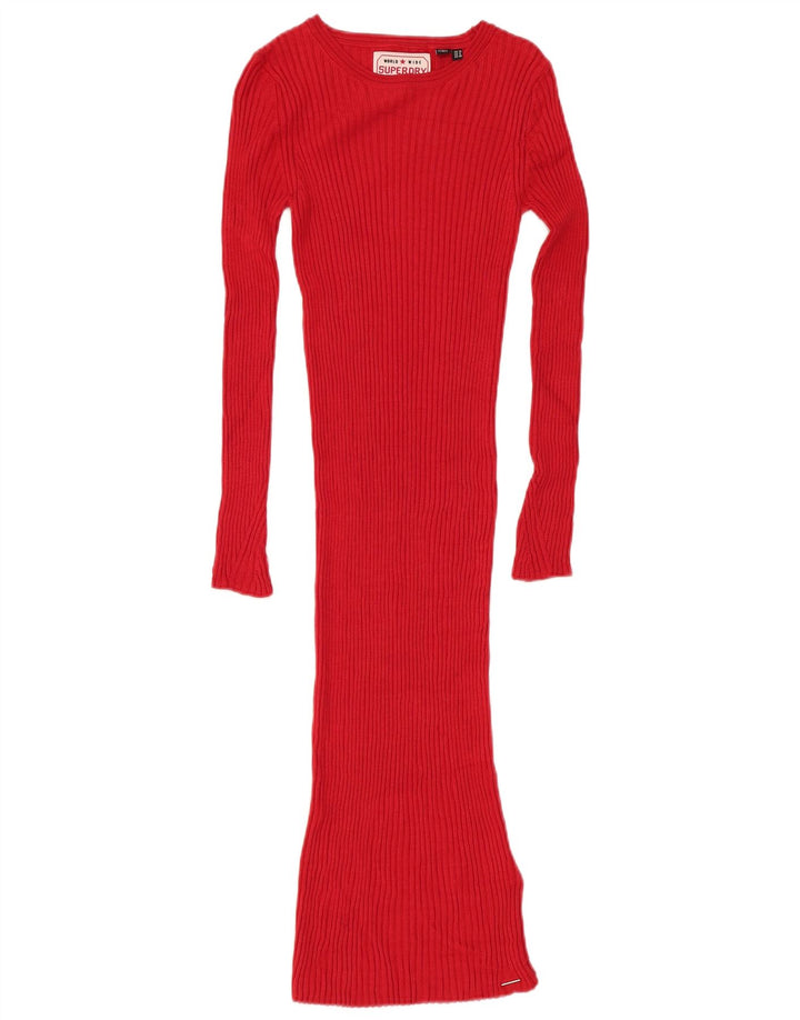 Superdry Womens Maxi Jumper Dress UK 10 Small  Red Viscose
