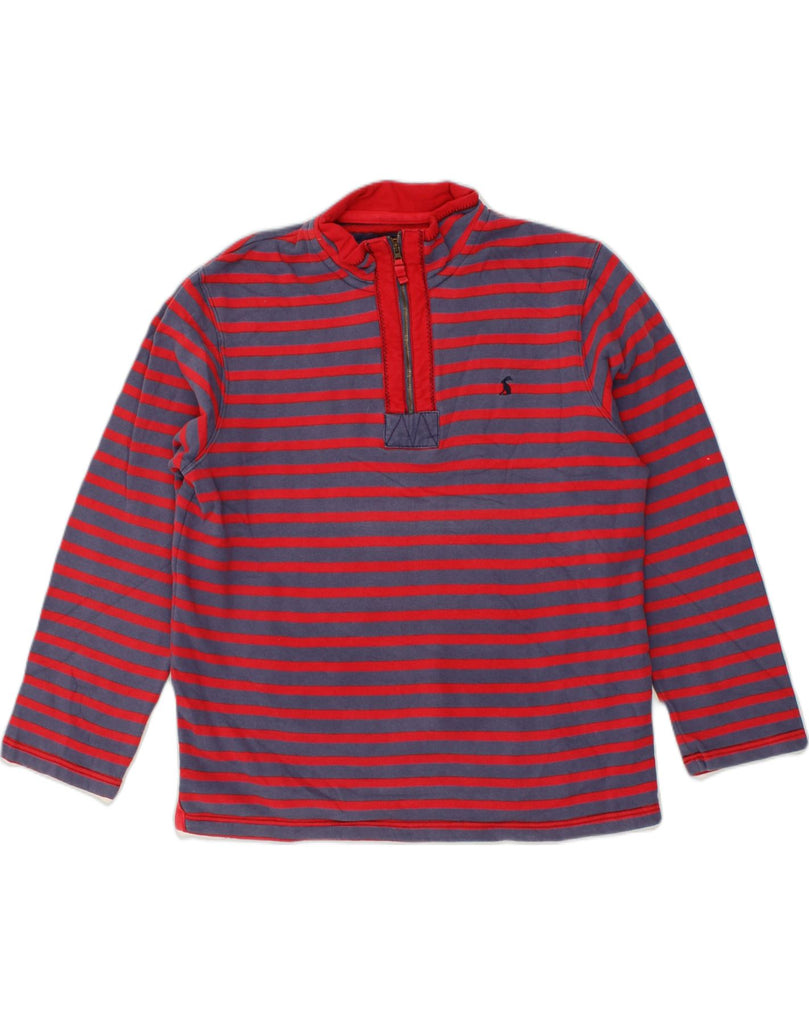 JOULES Mens Zip Neck Sweatshirt Jumper Medium Red Striped Cotton | Vintage Joules | Thrift | Second-Hand Joules | Used Clothing | Messina Hembry 