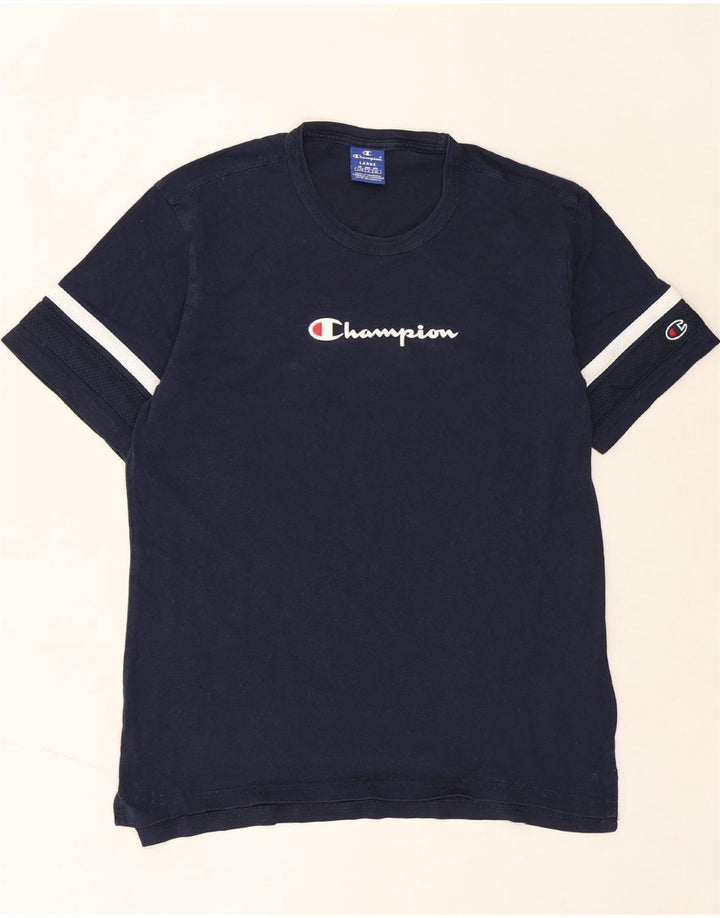 CHAMPION Mens Graphic T-Shirt Top Large Navy Blue Cotton Vintage Champion and Second-Hand Champion from Messina Hembry 