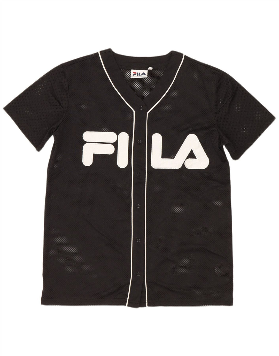 Fila Womens Graphic Oversized Jersey Top UK 6 XS Black Polyester