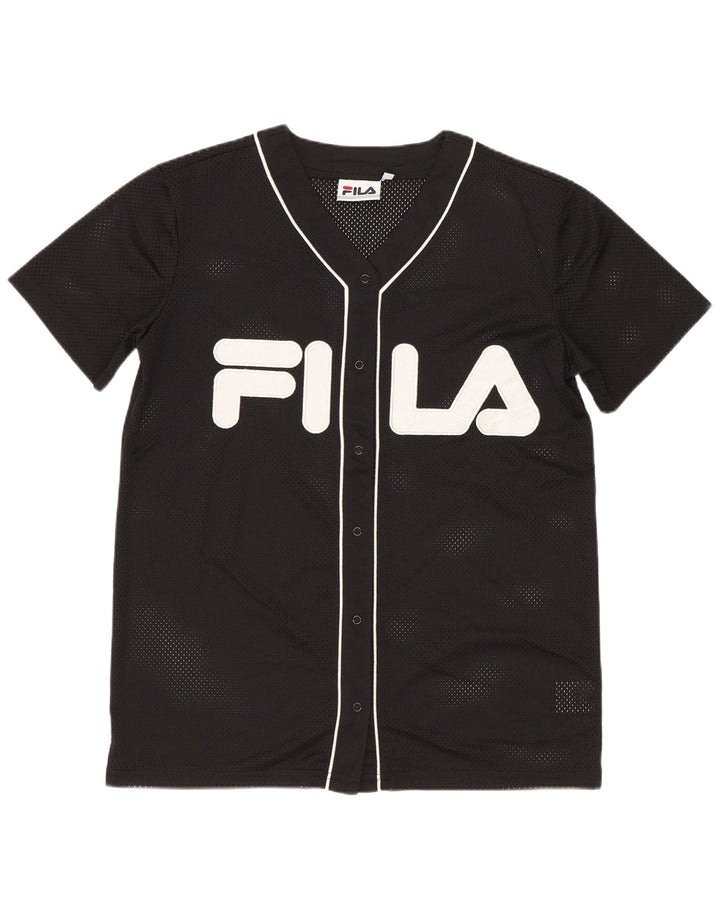 Fila Womens Graphic Oversized Jersey Top UK 6 XS Black Polyester
