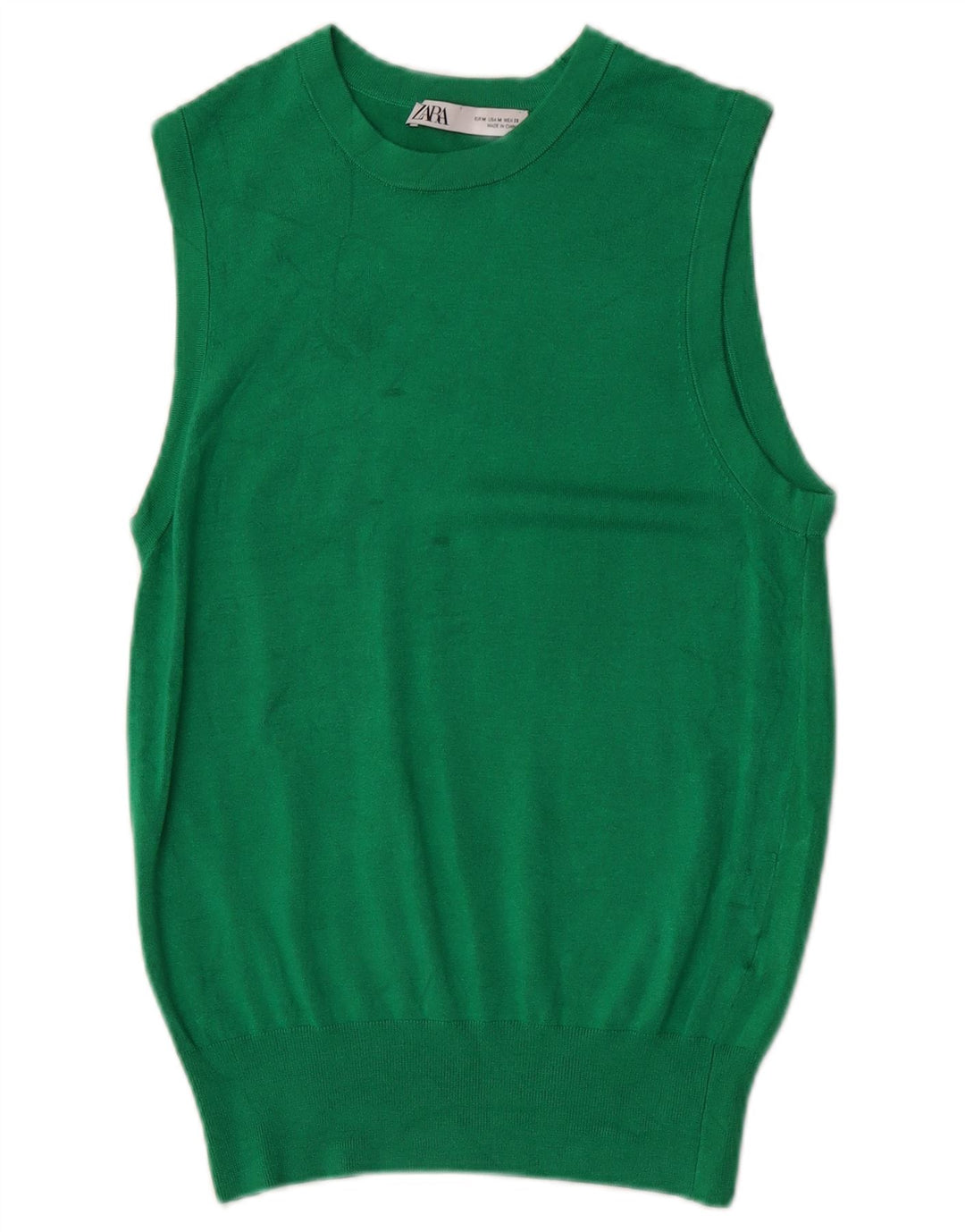 Zara Womens Vest Tank Top UK 12 Medium Green Viscose