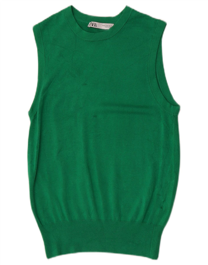 Zara Womens Vest Tank Top UK 12 Medium Green Viscose
