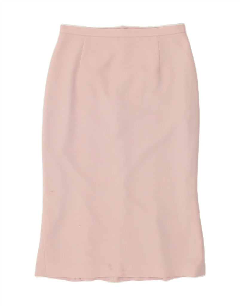 VINTAGE Womens Midi Skirt IT 42 Medium W30 Pink Polyester Vintage Vintage and Second-Hand Vintage from Messina Hembry 