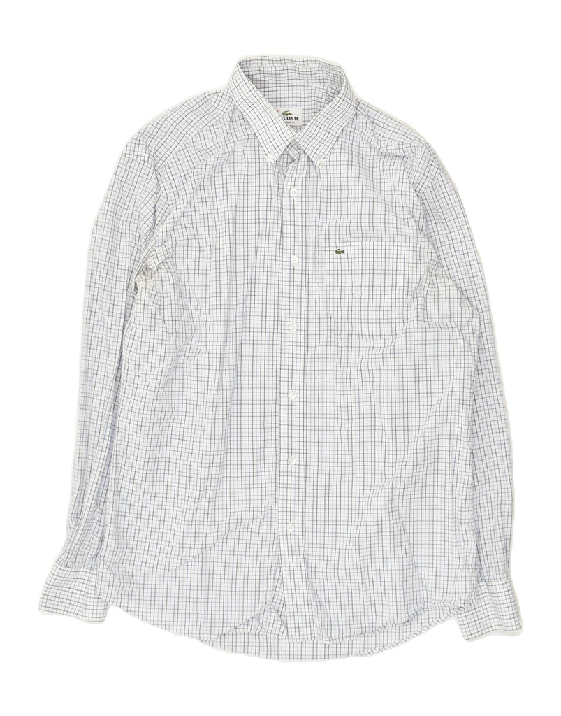 LACOSTE Mens Regular Fit Shirt Size 41 Medium White Check Cotton | Vintage Lacoste | Thrift | Second-Hand Lacoste | Used Clothing | Messina Hembry 