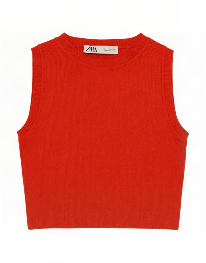 Zara Womens Vest Top UK 8 Small Red Viscose