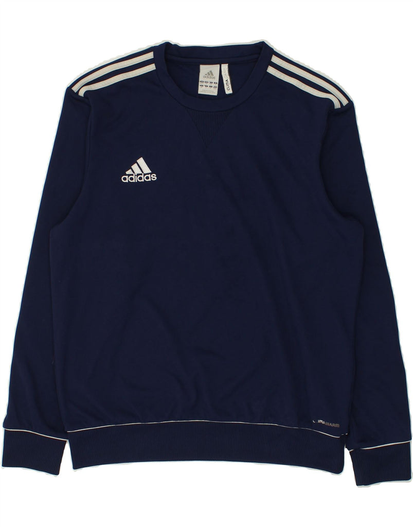 ADIDAS Mens Climawarm Sweatshirt Jumper Size 40/42 Medium Navy Blue | Vintage Adidas | Thrift | Second-Hand Adidas | Used Clothing | Messina Hembry 