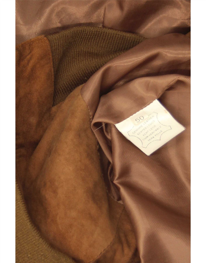 Vintage Mens Bomber Suede Jacket IT 50 Large Brown Leather