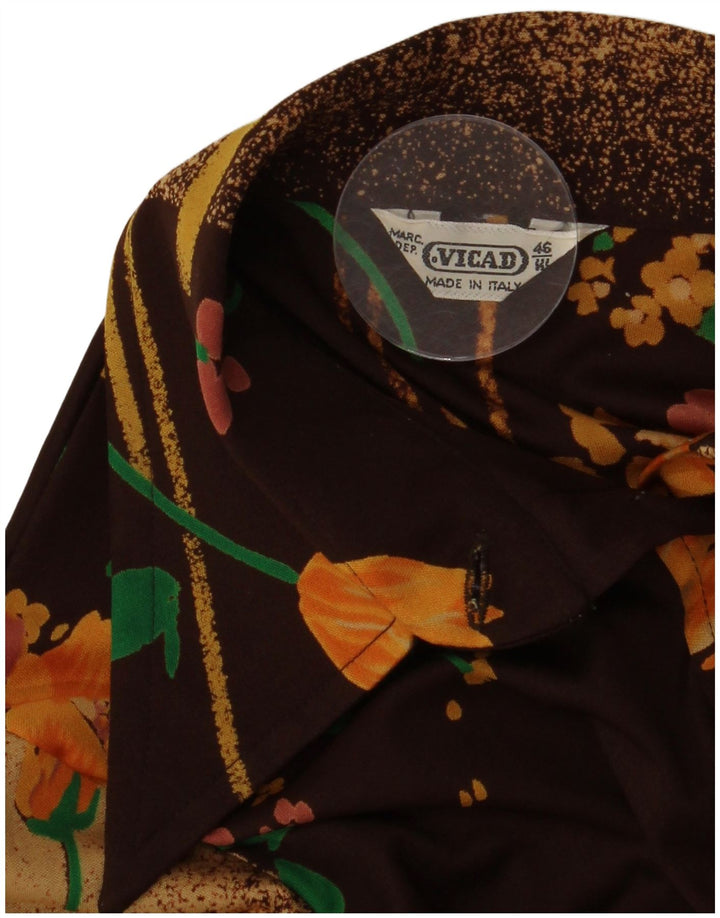 Vintage Womens Shirt Blouse IT 46 Large Brown Floral