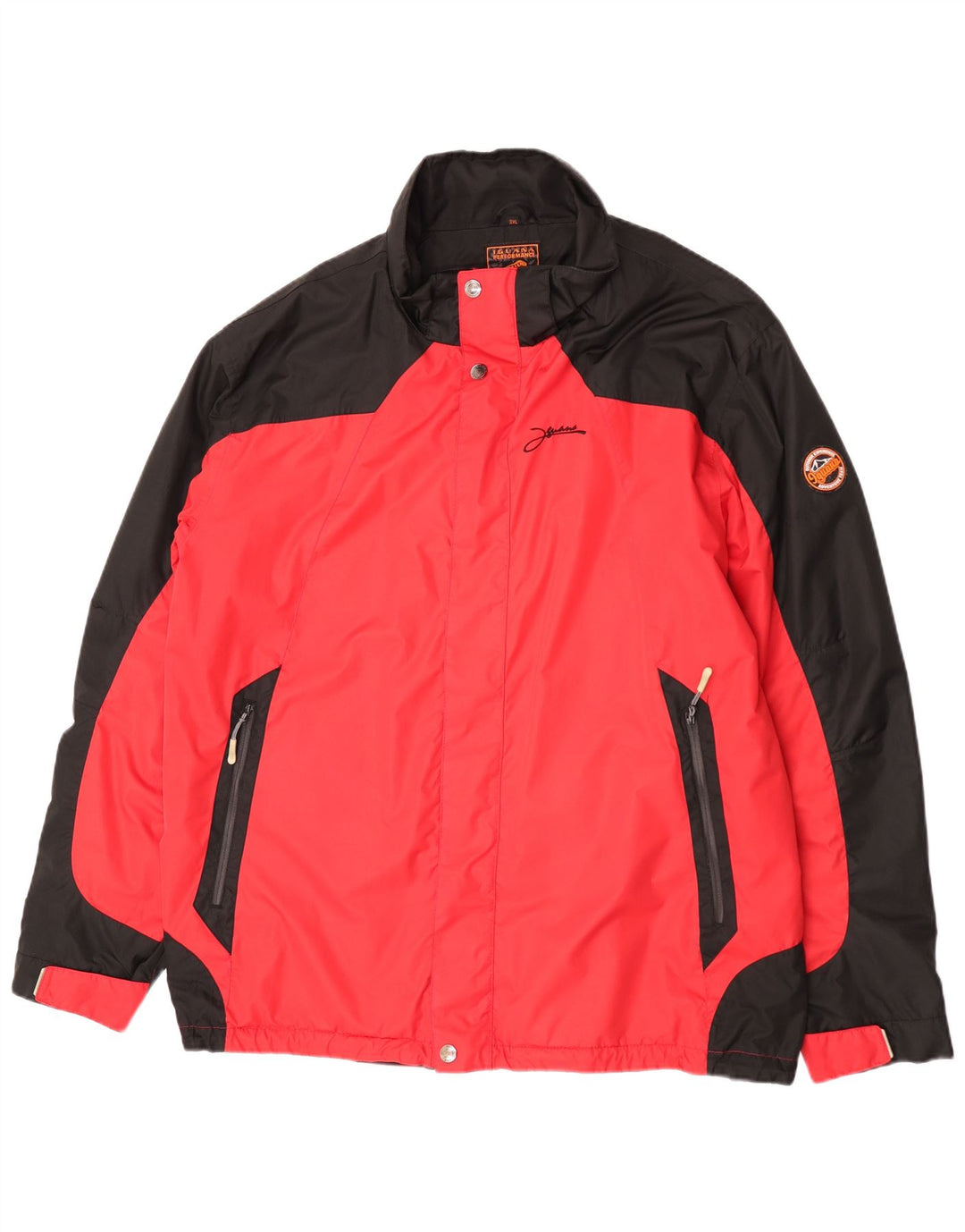 Iguana Mens Rain Jacket UK 46 3XL Red Colourblock Polyester