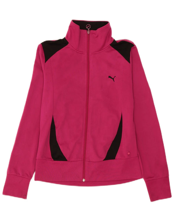 Puma Womens Tracksuit Top Jacket UK 14 Medium  Pink Colourblock Polyester