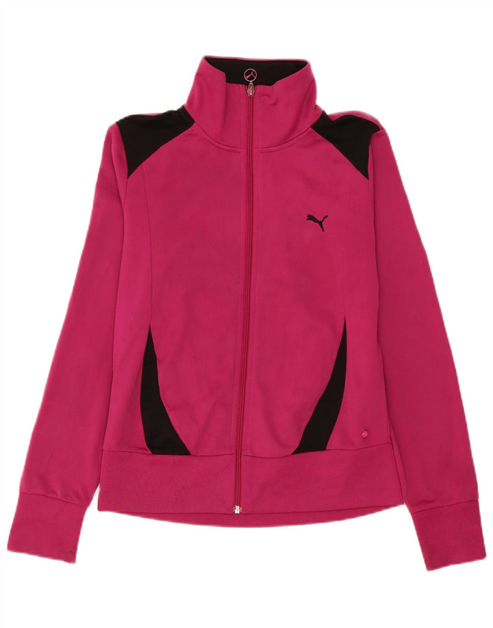 Puma Womens Tracksuit Top Jacket UK 14 Medium  Pink Colourblock Polyester