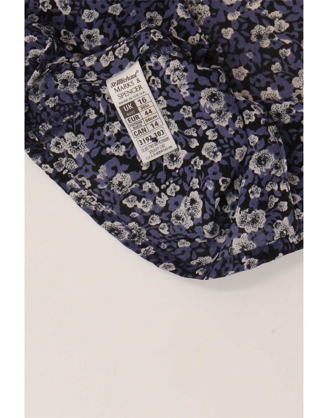 Marks & Spencer Womens Shirt Blouse UK 16 Large Navy Blue Floral