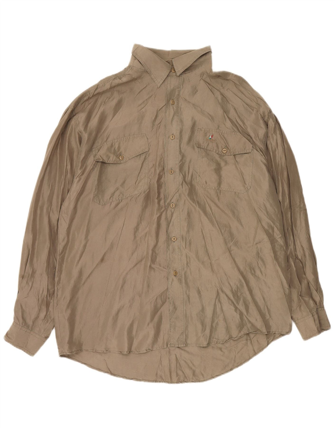 VINTAGE Mens Shirt XL Brown Silk