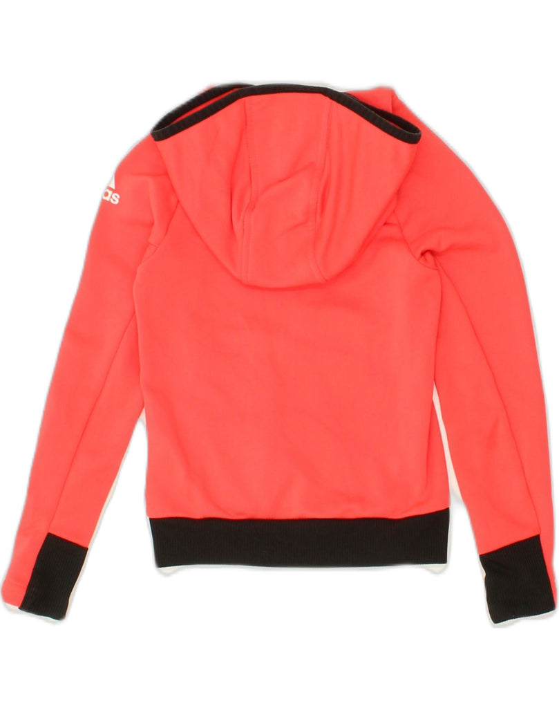 ADIDAS Girls Graphic Zip Hoodie Sweater 7-8 Years Red Colourblock | Vintage Adidas | Thrift | Second-Hand Adidas | Used Clothing | Messina Hembry 