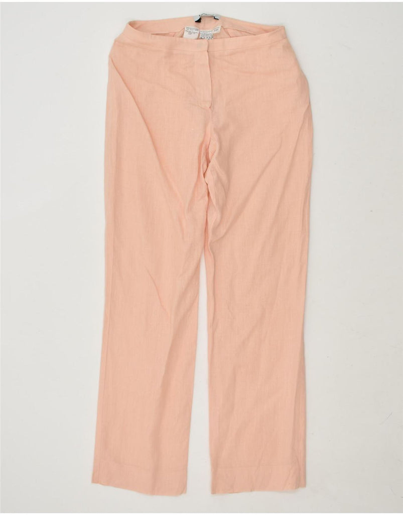 MARELLA Womens Straight Suit Trousers UK 10 Small W28 L30 Pink Linen | Vintage Marella | Thrift | Second-Hand Marella | Used Clothing | Messina Hembry 