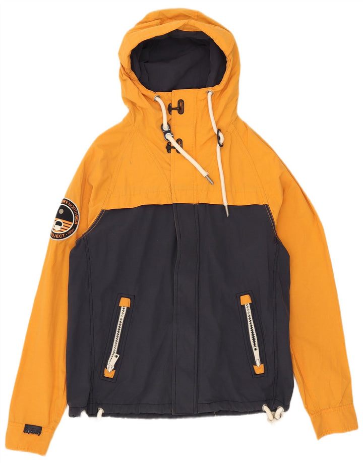 Superdry Mens Hooded Windbreaker Jacket UK 38 Medium Navy Blue Colourblock