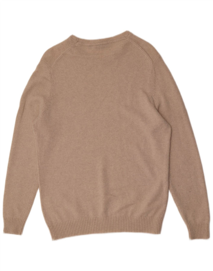 LYLE & SCOTT Mens Boat Neck Jumper Sweater Large Beige Wool