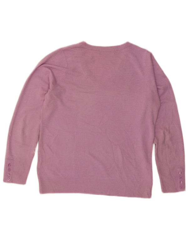 Marks & Spencer Womens V-Neck Jumper Sweater UK 12 Medium Purple Acrylic