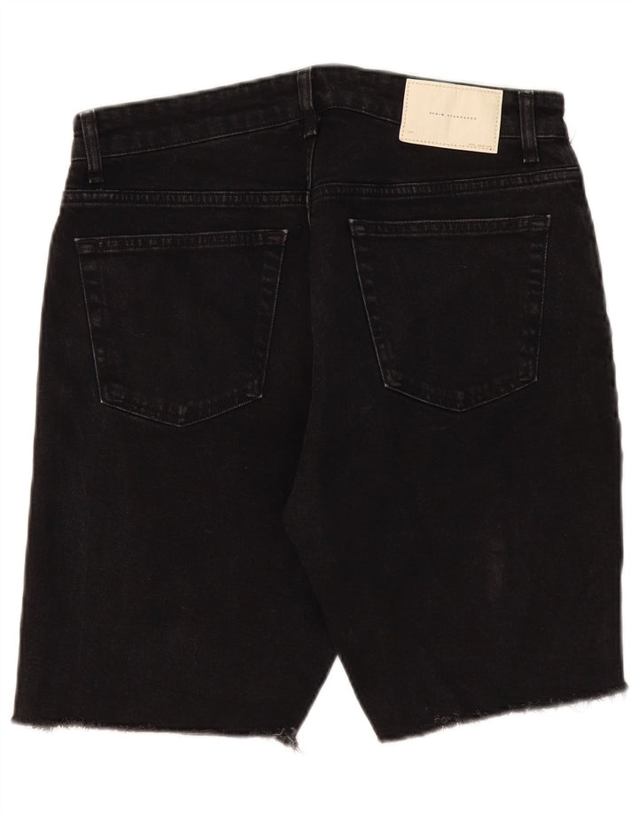 Zara Mens Denim Shorts EU 42 Large W32 Black