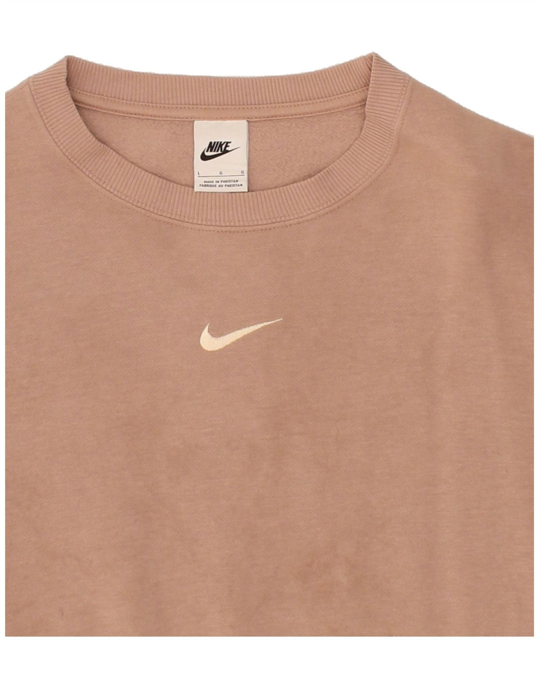 NIKE Womens Oversized Crop Sweatshirt Jumper UK 16 Large Pink Cotton