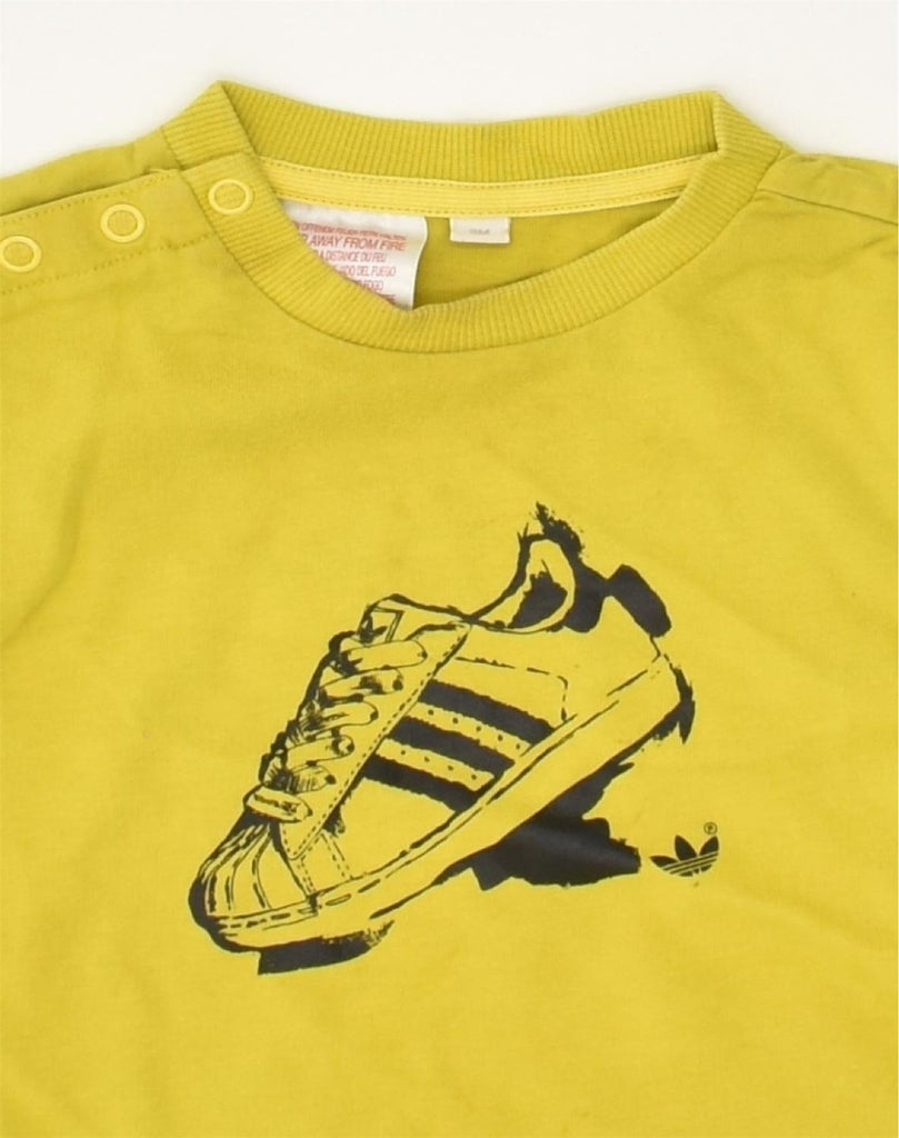 ADIDAS Baby Boys Graphic T-Shirt Top 6-9 Months Yellow Cotton | Vintage Adidas | Thrift | Second-Hand Adidas | Used Clothing | Messina Hembry 