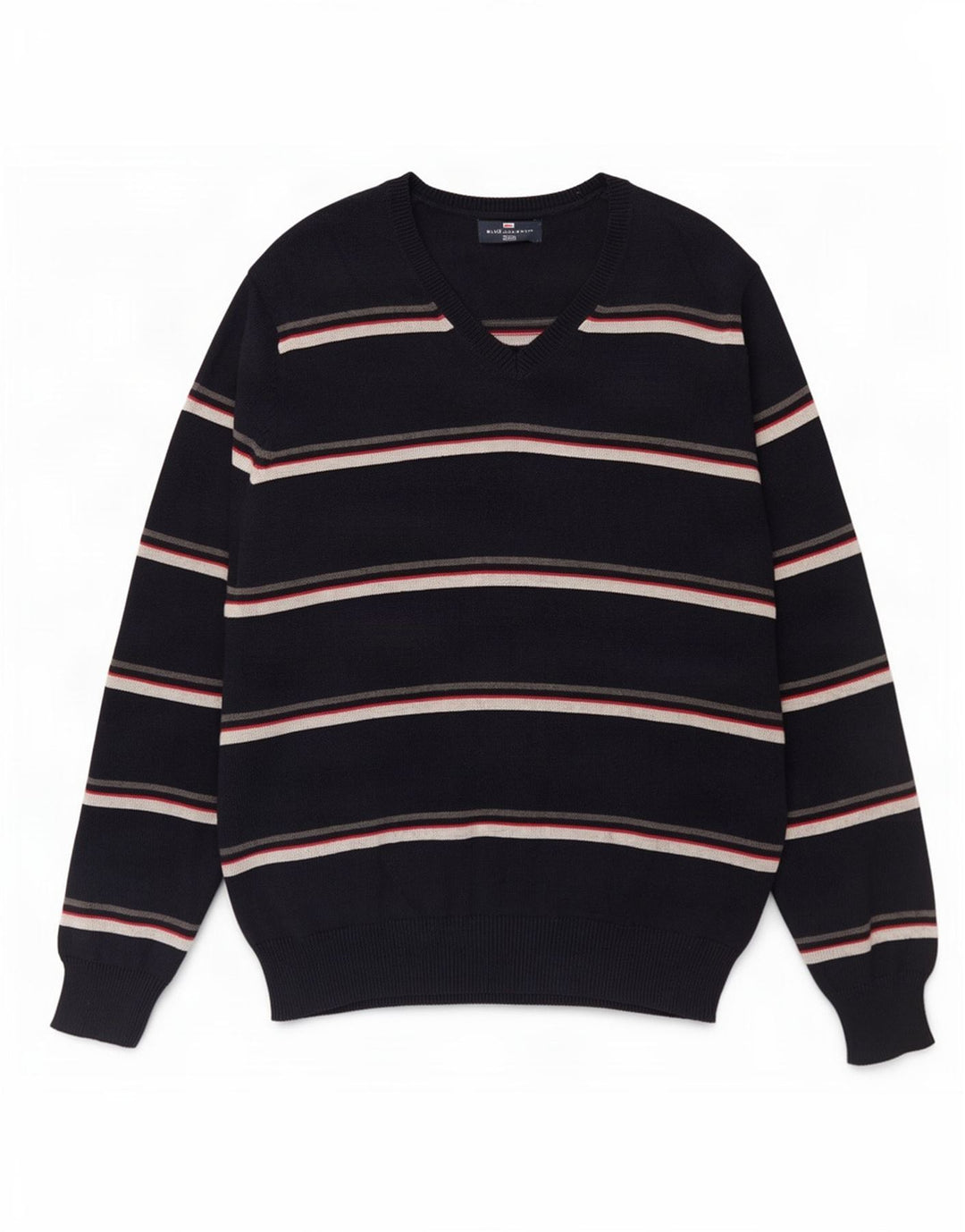 Marks & Spencer Mens Blue Harbour V-Neck Jumper Sweater Medium Navy Striped