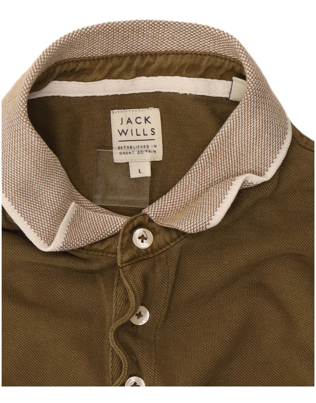 JACK WILLS Mens Polo Shirt Large Khaki Cotton