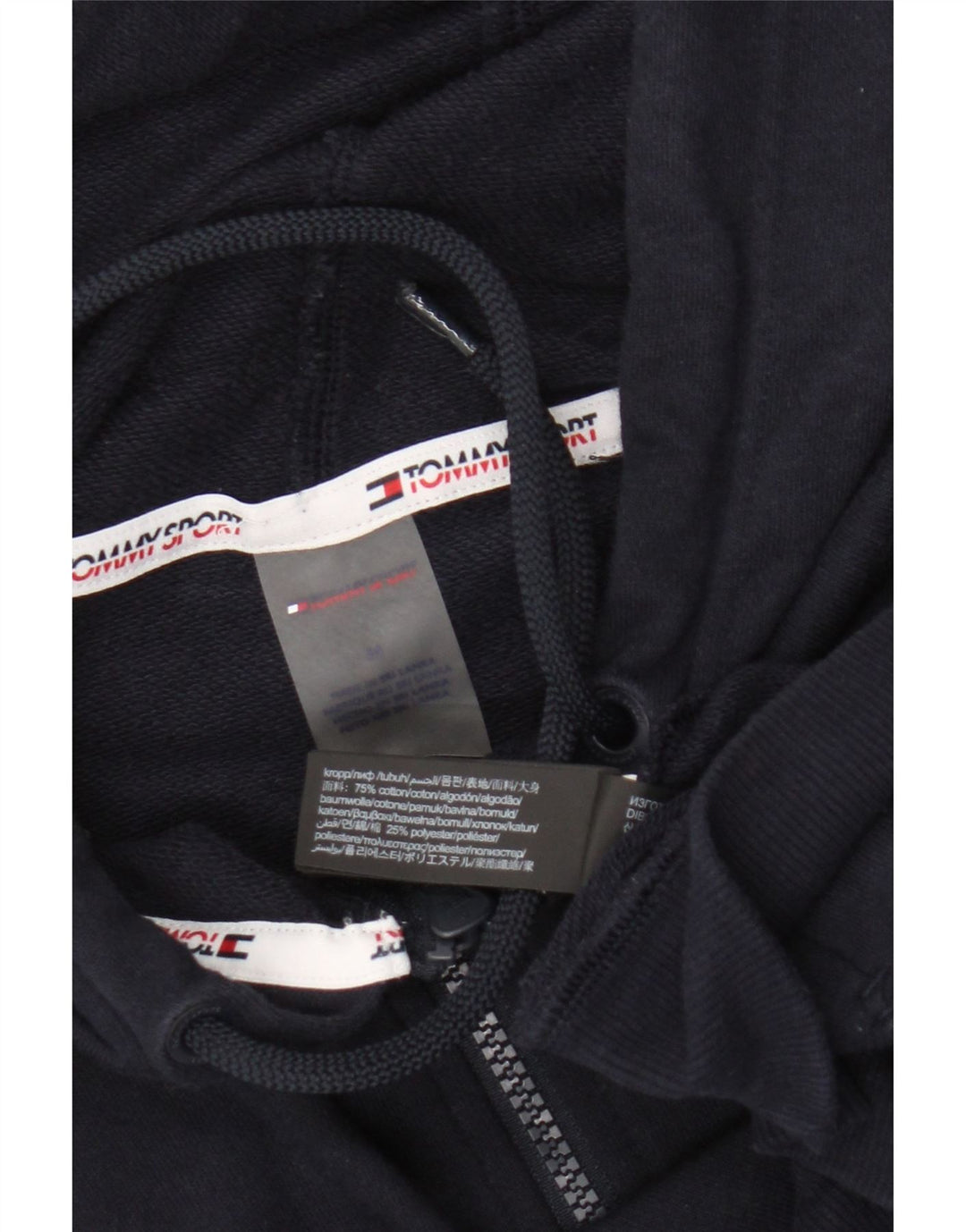 Tommy Hilfiger Mens Zip Hoodie Sweater Medium Navy Blue Cotton