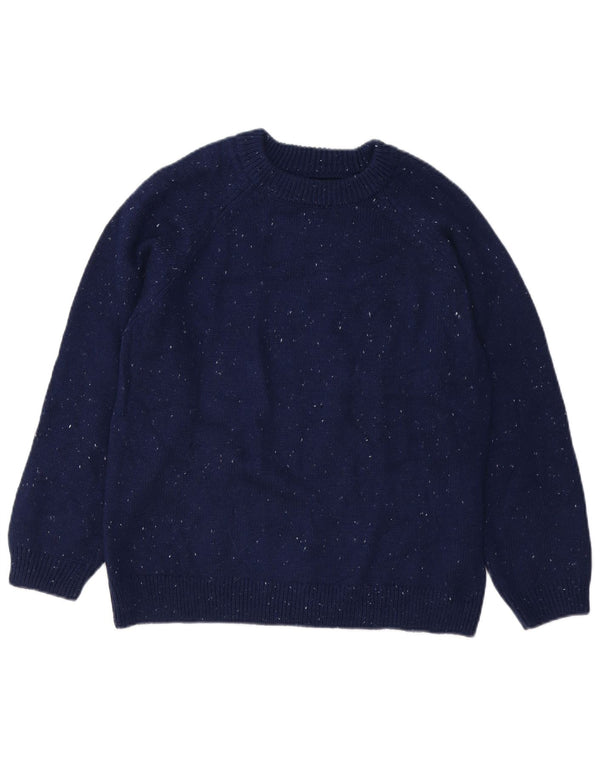 Zara Girls Crew Neck Jumper Sweater 13-14 Years Navy Blue Flecked Cotton