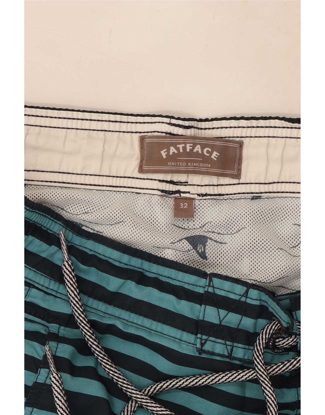 Fat Face Mens Swimming Shorts Medium Blue Striped Polyester