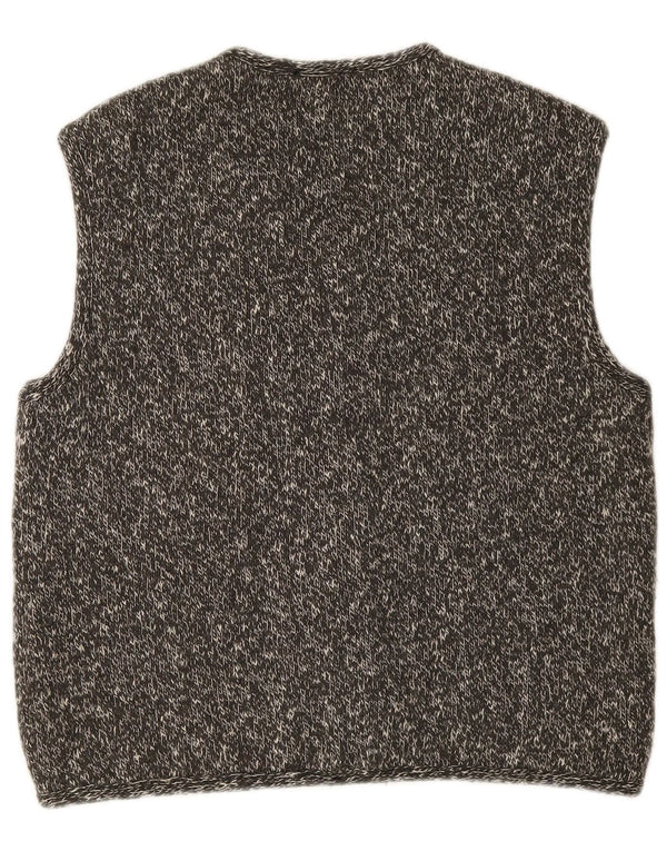 Vintage Womens Knit Gilet UK 16 Large Grey Flecked Wool