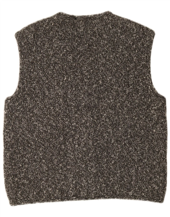 Vintage Womens Knit Gilet UK 16 Large Grey Flecked Wool