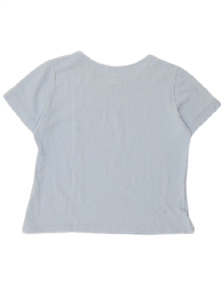 Lacoste Womens Crop T-Shirt Top Size 42 Large Blue Cotton