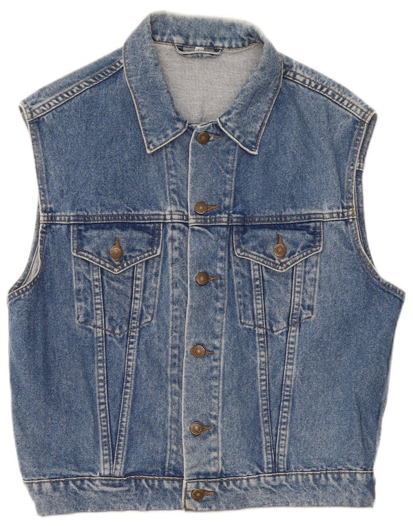 Vintage Mens Denim Gilet UK 40 Large Blue Cotton
