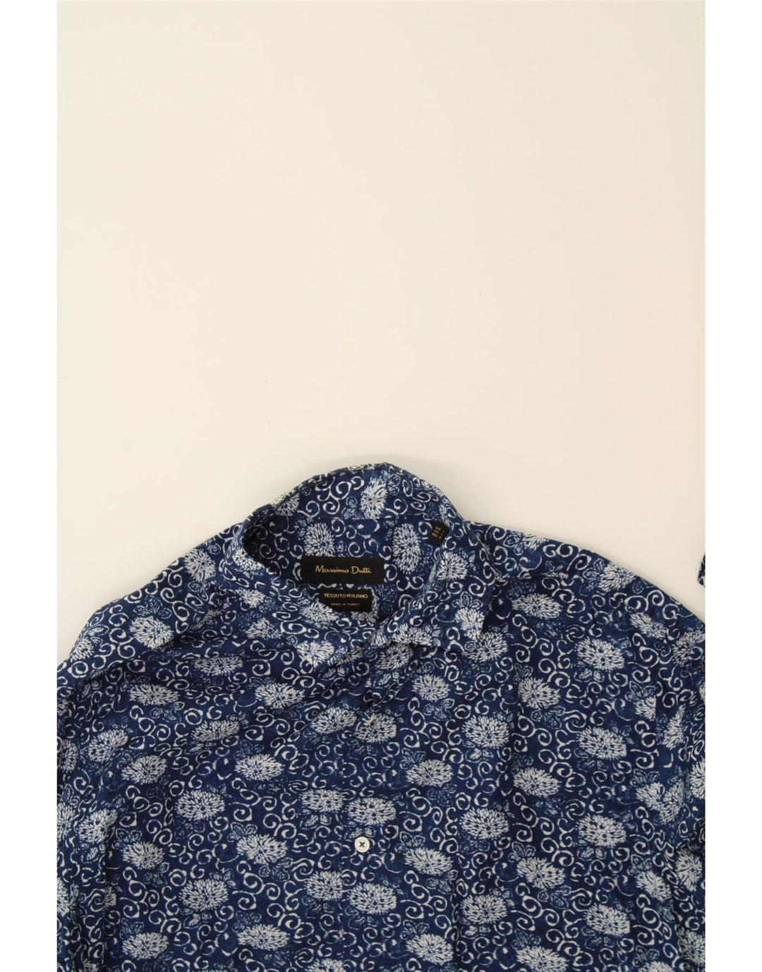 MASSIMO DUTTI Mens Shirt Large Blue Floral Vintage Massimo Dutti and Second-Hand Massimo Dutti from Messina Hembry 