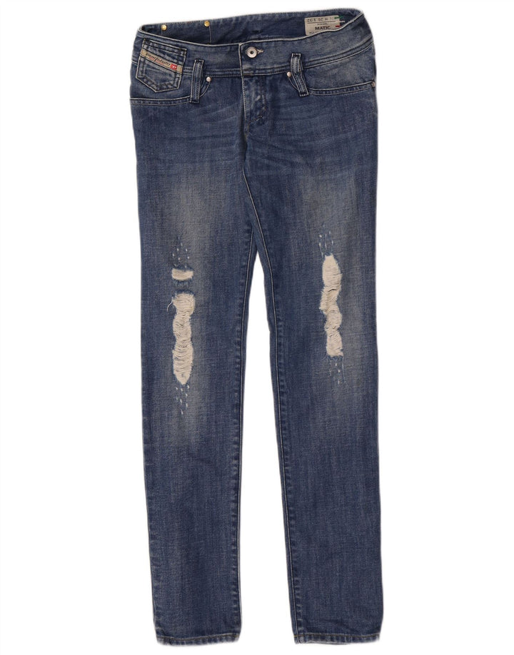 Diesel Womens Matic Distressed Slim Jeans W26 L32 Blue Cotton
