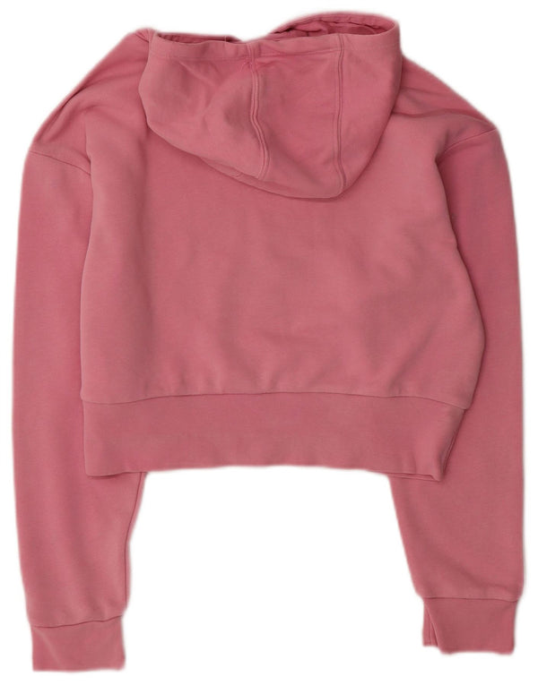 Adidas Girls Oversized Crop Graphic Hoodie Jumper 12-13 Years Pink Cotton