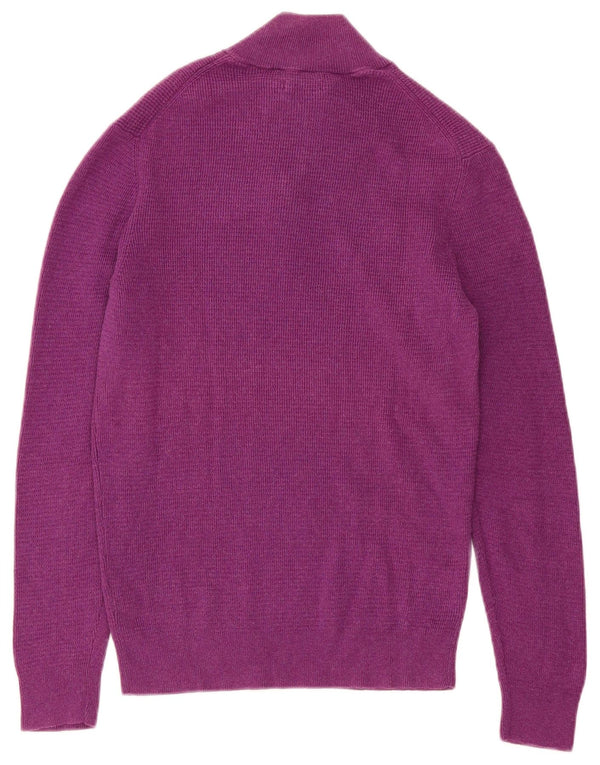 Massimo Dutti Mens Zip Neck Jumper Sweater Medium Purple Cotton