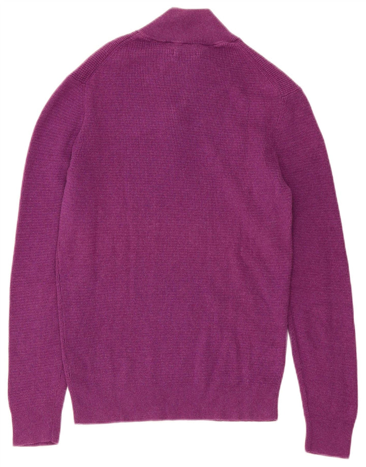 Massimo Dutti Mens Zip Neck Jumper Sweater Medium Purple Cotton