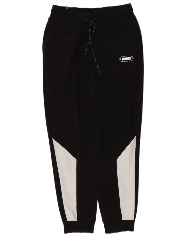 Puma Mens Tracksuit Trousers Joggers Medium  Black Colourblock Cotton