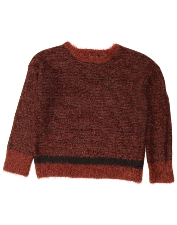 Replay Womens Boat Neck Jumper Sweater UK 10 Small Brown Flecked Acrylic