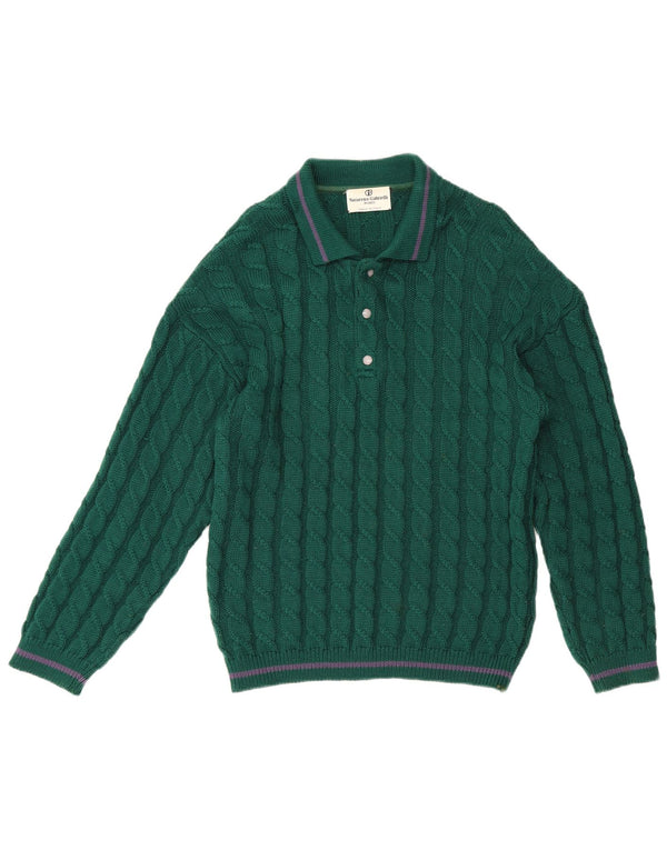 Nazareno Gabrielli Mens Polo Neck Jumper Sweater Small Green Wool