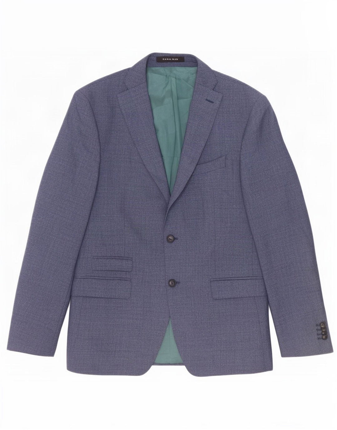 Zara Mens 2 Button Blazer Jacket EU 52 Large Blue Polyester