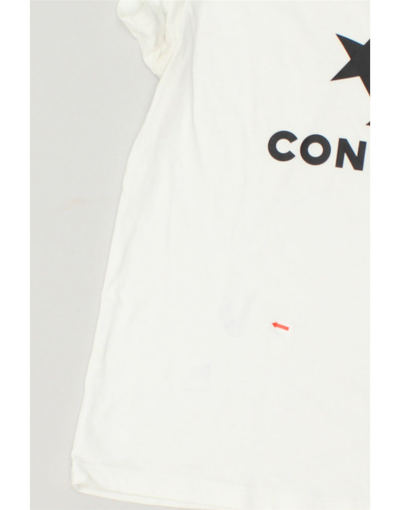 CONVERSE Womens Graphic T-Shirt Top UK 14 Medium Off White Cotton | Vintage Converse | Thrift | Second-Hand Converse | Used Clothing | Messina Hembry 