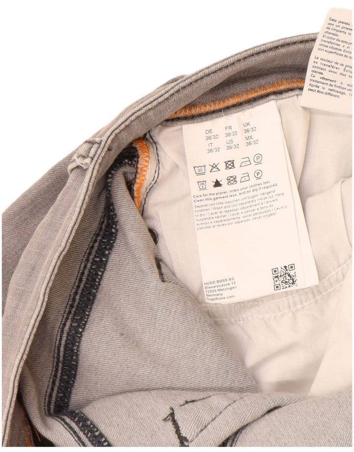 Hugo Boss Mens Straight Jeans W36 L30 Grey Cotton